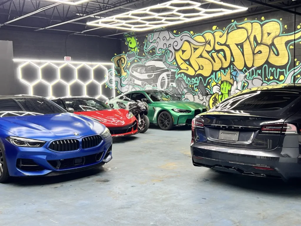 Prestige Protective Films provides professional Window Tinting, PPF, Ceramic Coating, Vinyl Wraps, and Wheel Powder Coating in Pontiac, MI